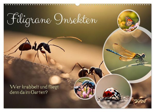 Filigrane Insekten (Wandkalender 2026 DIN A2 quer), CALVENDO Monatskalender