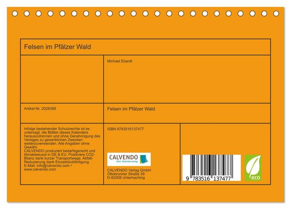 Produktbild: Felsen im Pf&auml;lzer Wald (Tischkalender 2026 DIN A5 quer), CALVENDO Monatskalender