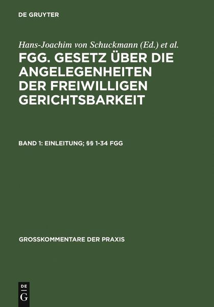 Produktbild: Einleitung; &sect;&sect; 1-34 FGG