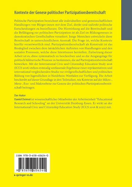 Produktbild: Kontexte der Genese politischer Partizipationsbereitschaft
