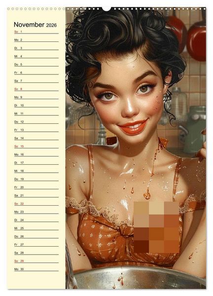Produktbild: Schatz, ich hab gekocht! Sexy-lustige Pin-up-Girls in der K&uuml;che (hochwertiger Premium Wandkalender 2026 DIN A2 hoch), Kunstdruck in Hochglanz