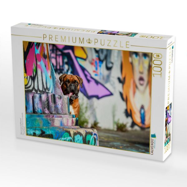 Produktbild: CALVENDO Puzzle Boxer an einer Graffitywand | 1000 Teile Lege-Gr&ouml;&szlig;e 64x48cm Foto-Puzzle f&uuml;r gl&uuml;ckliche Stunden