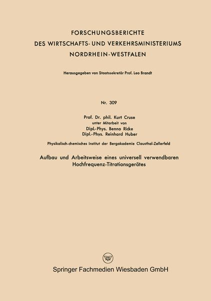 Produktbild: Aufbau und Arbeitsweise eines universell verwendbaren Hochfrequenz-Titrationsger&auml;tes