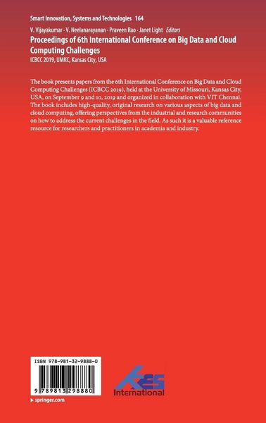 Produktbild: Proceedings of 6th International Conference on Big Data and Cloud Computing Challenges