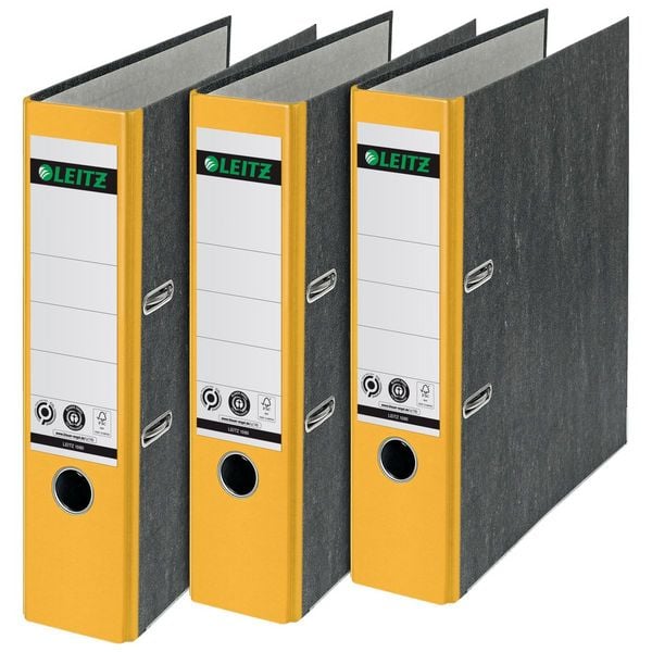 Produktbild: Leitz Ordner 1080 DIN A4 R&uuml;ckenbreite: 80mm Gelb Wolkenmarmor 2 B&uuml;gel 10805015
