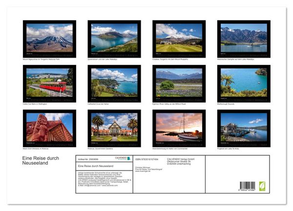 Produktbild: Eine Reise durch Neuseeland (Wandkalender 2026 DIN A2 quer), CALVENDO Monatskalender