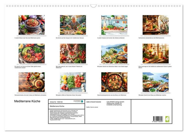 Produktbild: Mediterrane K&uuml;che (Wandkalender 2026 DIN A2 quer), CALVENDO Monatskalender