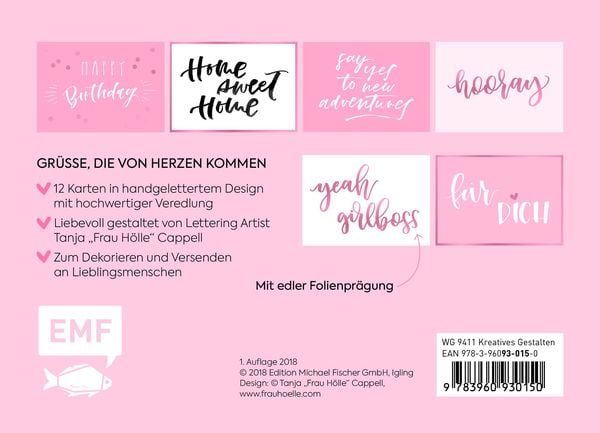 Produktbild: Hooray &ndash; 12 Handlettering Postkarten: Tanja "Frau H&ouml;lle" Cappell