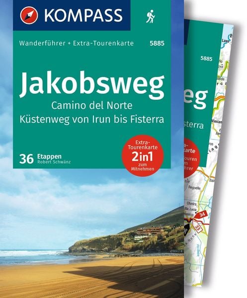 Produktbild: KOMPASS Wanderf&uuml;hrer Jakobsweg Camino del Norte, 36 Etappen mit Extra-Tourenkarte