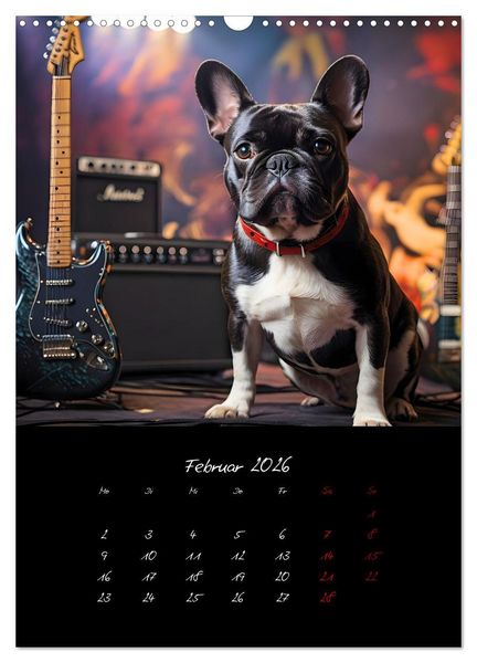Produktbild: Gitarren und Hunde mit Herz (Wandkalender 2026 DIN A3 hoch), CALVENDO Monatskalender