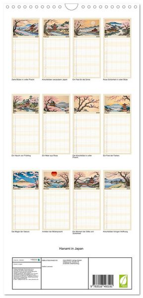 Produktbild: Familienplaner 2026 - Hanami in Japan mit 5 Spalten (Wandkalender, 21 x 45 cm) CALVENDO