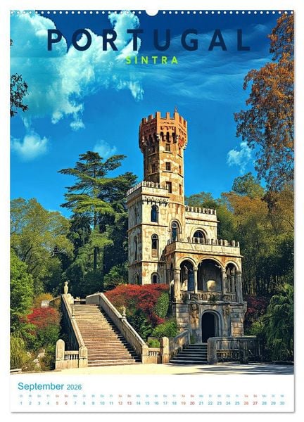 Produktbild: Portugal - Old School Poster Style (Wandkalender 2026 DIN A2 hoch), CALVENDO Monatskalender