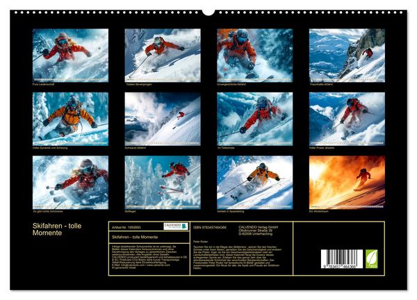 Produktbild: Skifahren - tolle Momente (hochwertiger Premium Wandkalender 2026 DIN A2 quer), Kunstdruck in Hochglanz