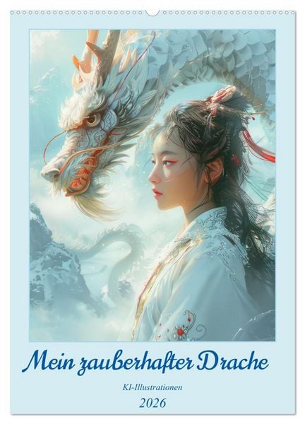 Produktbild: Mein zauberhafter Drache &ndash; KI-Illustrationen (Wandkalender 2026 DIN A2 hoch), CALVENDO Monatskalender