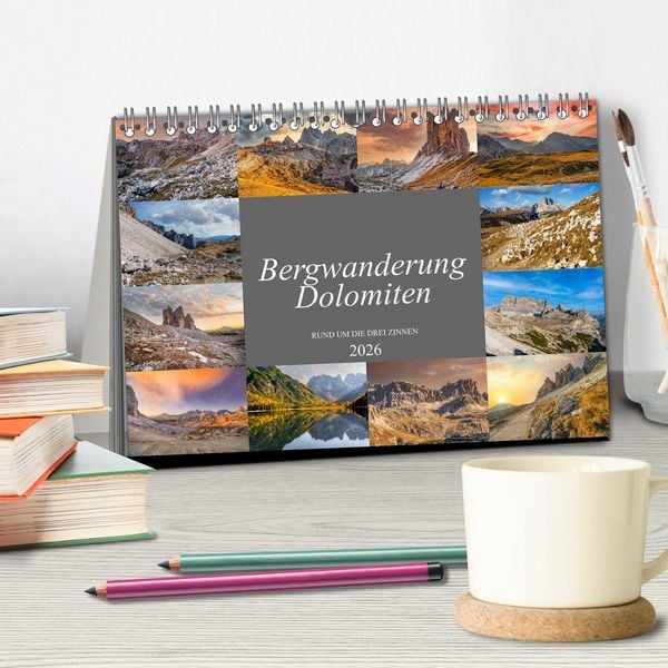 Produktbild: Bergwanderung Dolomiten rund um die Drei Zinnen (Tischkalender 2026 DIN A5 quer), CALVENDO Monatskalender