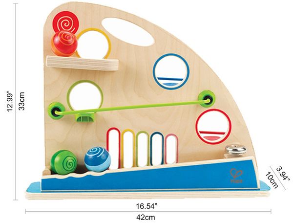 Produktbild: Bunte Holzkugeln, Gef&auml;lle, Tunnel und Rollbahnen auf beiden Seiten der Kugel-Rennbahn &ndash; das ist rasanter Spielspa&szlig;! Super f&uuml;r die Kleinsten, denn sie k&ouml;nnen mit den Augen den rollenden Kugeln folgen.