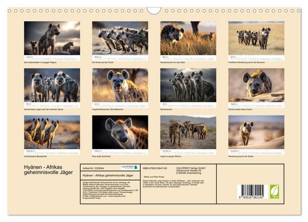 Produktbild: Hy&auml;nen - Afrikas geheimnisvolle J&auml;ger (Wandkalender 2027 DIN A3 quer), CALVENDO Monatskalender