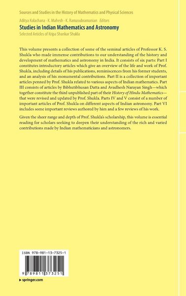 Produktbild: Studies in Indian Mathematics and Astronomy