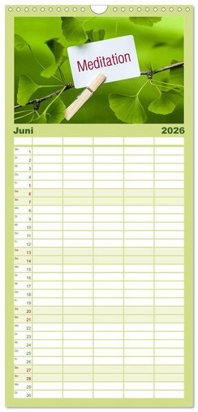Produktbild: Familienplaner 2026 - SPIRIT OF ZEN Meditation mit 5 Spalten (Wandkalender, 21 x 45 cm) CALVENDO