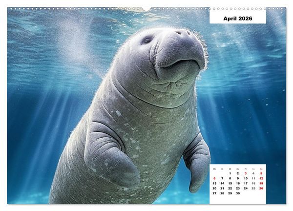 Produktbild: Manatees. Faszinierende Rundschwanzseek&uuml;he (hochwertiger Premium Wandkalender 2026 DIN A2 quer), Kunstdruck in Hochglanz