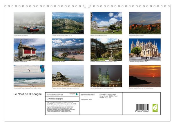 Produktbild: Le Nord de l'Espagne (Calendrier mural 2026 DIN A3 vertical), CALVENDO calendrier mensuel