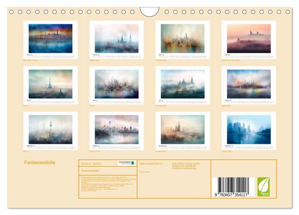 Produktbild: Fantasiest&auml;dte (Wandkalender 2026 DIN A4 quer), CALVENDO Monatskalender