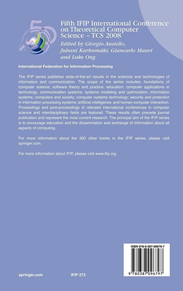 Produktbild: Fifth IFIP International Conference on Theoretical Computer Science - TCS 2008