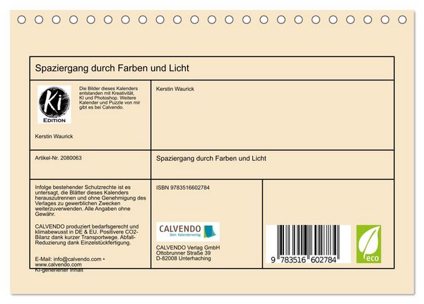 Produktbild: Spaziergang durch Farben und Licht (Tischkalender 2026 DIN A5 quer), CALVENDO Monatskalender