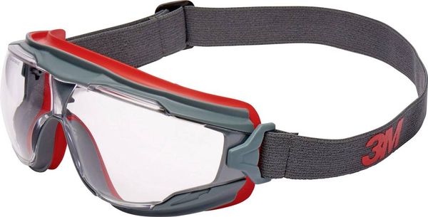 3M Goggle Gear 500 GG501 Vollsichtbrille mit Antibeschlag-Schutz Grau, Rot