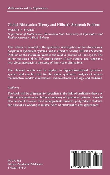 Produktbild: Global Bifurcation Theory and Hilbert&rsquo;s Sixteenth Problem