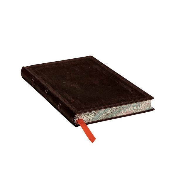 Produktbild: Softcover Notizbuch Schwarzes Marokkoleder Schlicht, Mini, Liniert