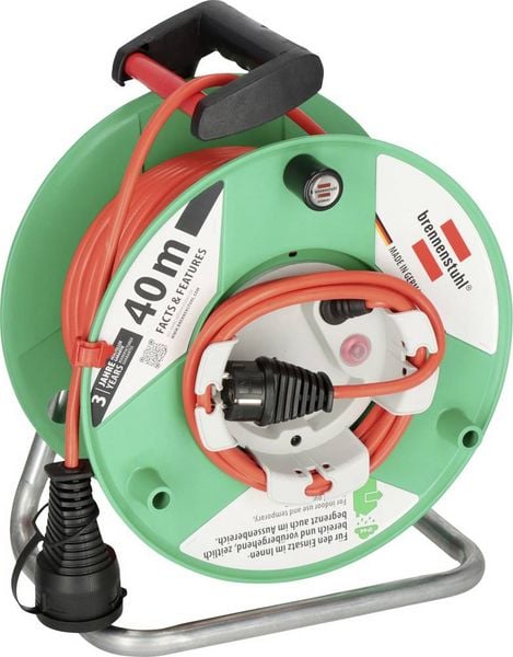 Produktbild: Brennenstuhl 1098560001 Kabeltrommel 38m Rot (matt) Schutzkontakt-Stecker