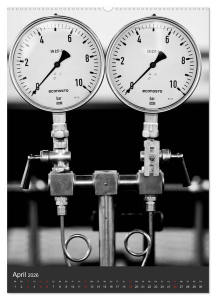 Produktbild: Industrie&auml;sthetik in Schwarz-Weiss (Wandkalender 2026 DIN A2 hoch), CALVENDO Monatskalender