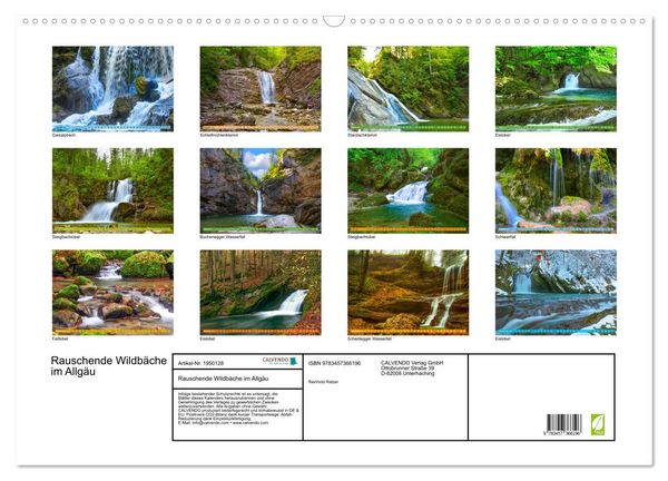 Produktbild: Rauschende Wildb&auml;che im Allg&auml;u (Wandkalender 2026 DIN A2 quer), CALVENDO Monatskalender