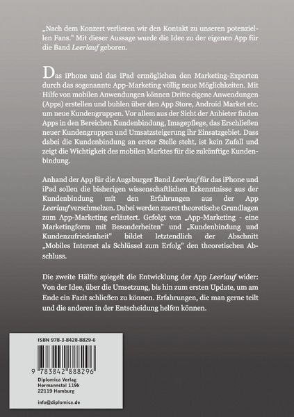 Produktbild: App-Marketing als Instrument zur Kundenbindung: Erkl&auml;rt an der App "Leerlauf" f&uuml;r das iPhone und iPad
