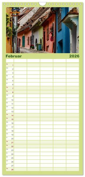 Produktbild: Familienplaner 2026 - Mittelalterliche St&auml;dte Rum&auml;niens mit 5 Spalten (Wandkalender, 21 x 45 cm) CALVENDO