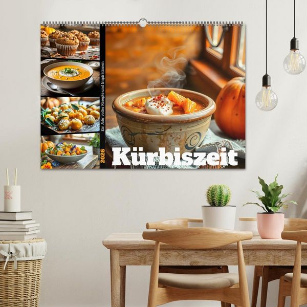 Produktbild: K&uuml;rbiszeit - Ein Jahr voller Rezepte und Inspirationen (Wandkalender 2026 DIN A2 quer), CALVENDO Monatskalender