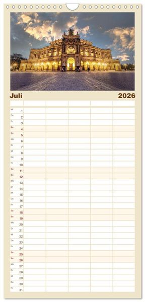 Produktbild: Familienplaner 2026 - Dresden und Elbsandsteingebirge mit 5 Spalten (Wandkalender, 21 x 45 cm) CALVENDO