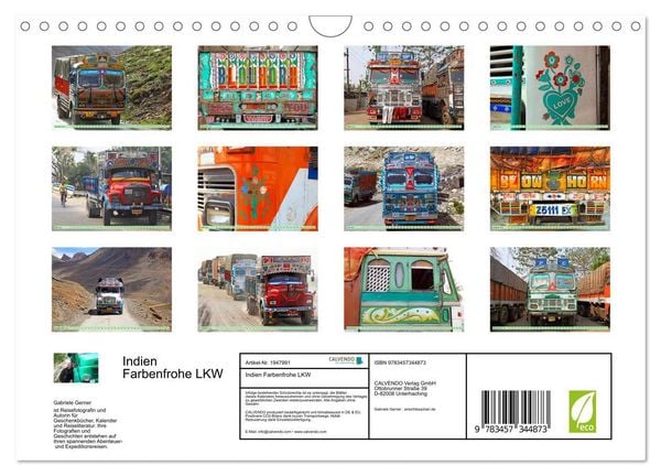 Produktbild: Indien Farbenfrohe LKW (Wandkalender 2026 DIN A4 quer), CALVENDO Monatskalender