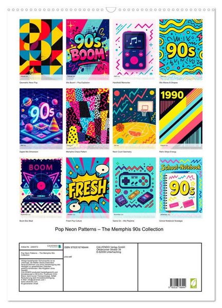 Produktbild: Pop Neon Patterns - The Memphis 90s Collection (Wandkalender 2026 DIN A2 hoch), CALVENDO Monatskalender