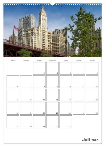 Produktbild: CHICAGO Terminplaner (hochwertiger Premium Wandkalender 2026 DIN A2 hoch), Kunstdruck in Hochglanz