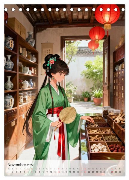 Produktbild: Hanfu und Herzensbande (Tischkalender 2027 DIN A5 hoch), CALVENDO Monatskalender