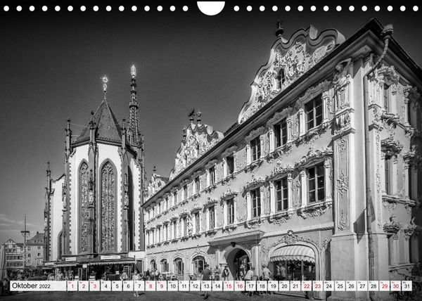 Produktbild: W&Uuml;RZBURG Monochrome Impressionen (Wandkalender 2022 DIN A4 quer)