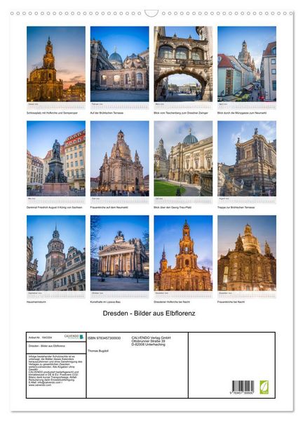 Produktbild: Dresden - Bilder aus Elbflorenz (Wandkalender 2026 DIN A2 hoch), CALVENDO Monatskalender