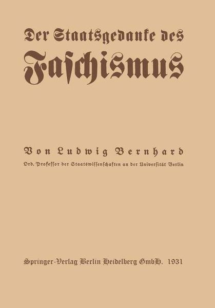 Produktbild: Der Staatsgedanke des Faschismus