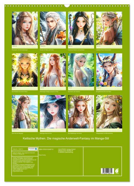 Produktbild: Keltische Mythen. Die magische Anderwelt-Fantasy im Manga-Stil (Wandkalender 2026 DIN A2 hoch), CALVENDO Monatskalender