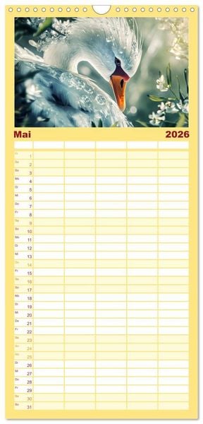 Produktbild: Familienplaner 2026 - Tierische Balance mit 5 Spalten (Wandkalender, 21 x 45 cm) CALVENDO