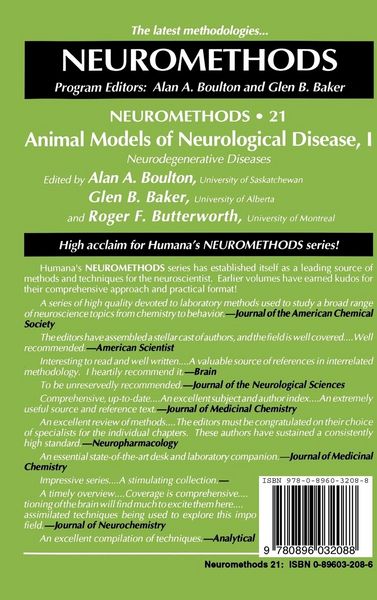 Produktbild: Animal Models of Neurological Disease, I