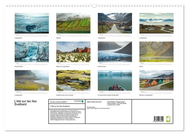 Produktbild: L'&eacute;t&eacute; sur les &icirc;les Svalbard (Calendrier mural 2026 DIN A2 vertical), CALVENDO calendrier mensuel