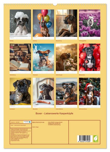 Produktbild: Boxer - Liebenswerte Kasperk&ouml;pfe (hochwertiger Premium Wandkalender 2026 DIN A2 hoch), Kunstdruck in Hochglanz
